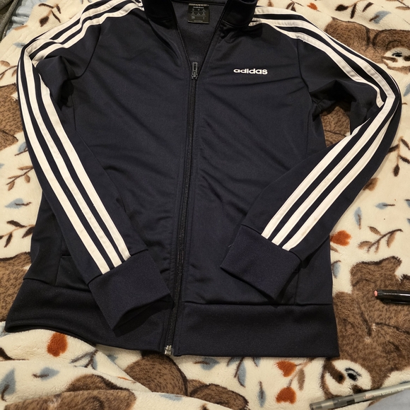 Adidas Navy Track Jacket with White Stripes - Picture 2 of 7